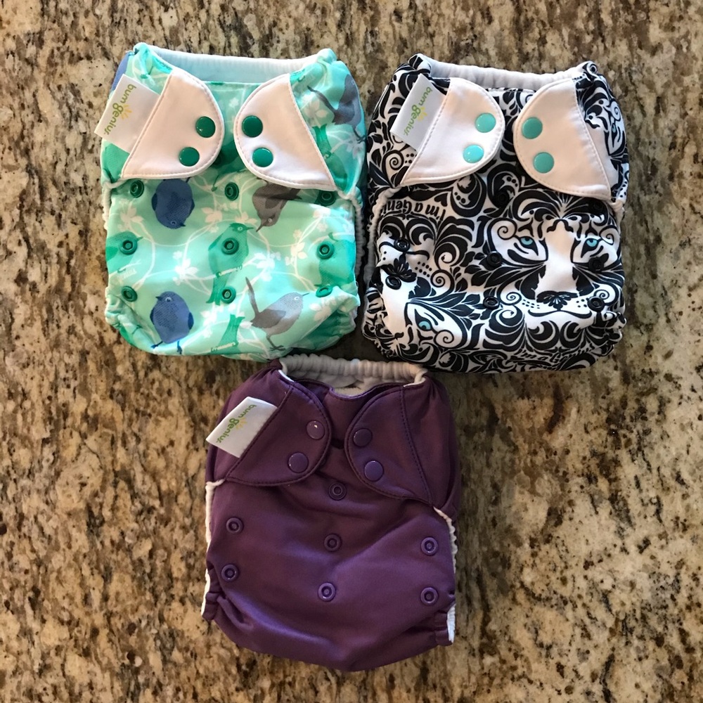 LOT of 3 bumGenius pocket cloth diapers